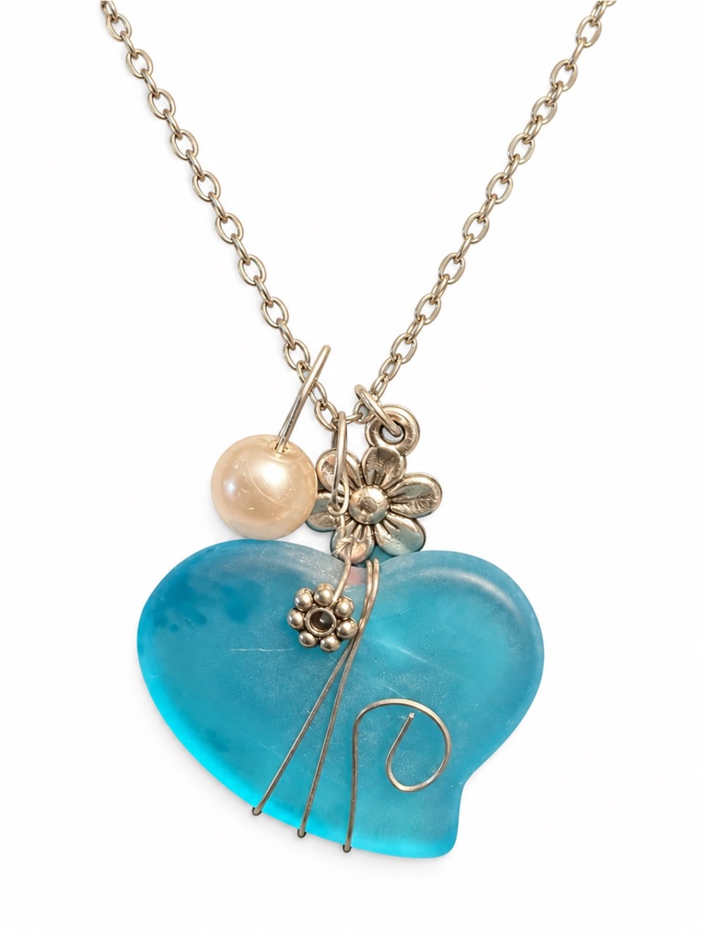 Sea Glass Heart Pendant Necklace
